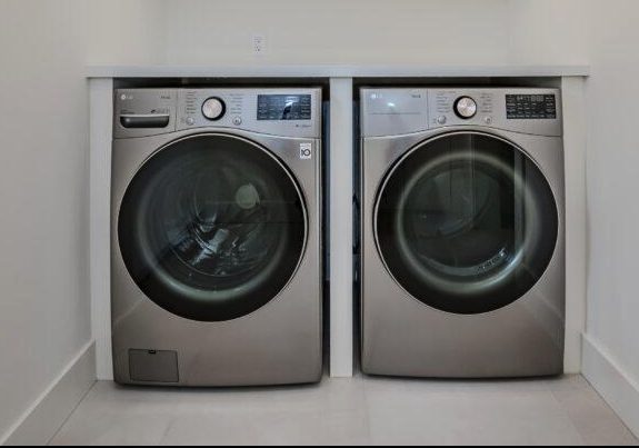 Front-loading washer and dryer serviced by SVA Appliance Repair
